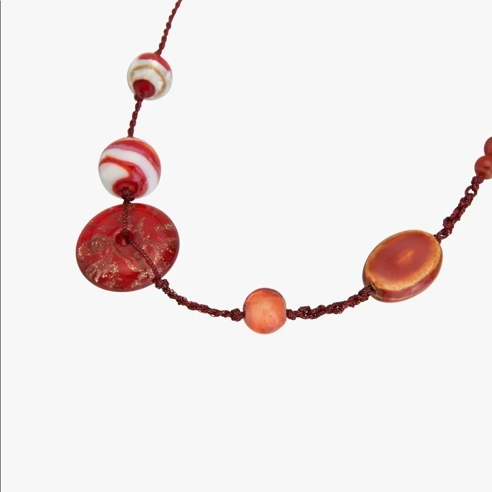 NWT. Zara Limited Edition Red Glass Necklace.